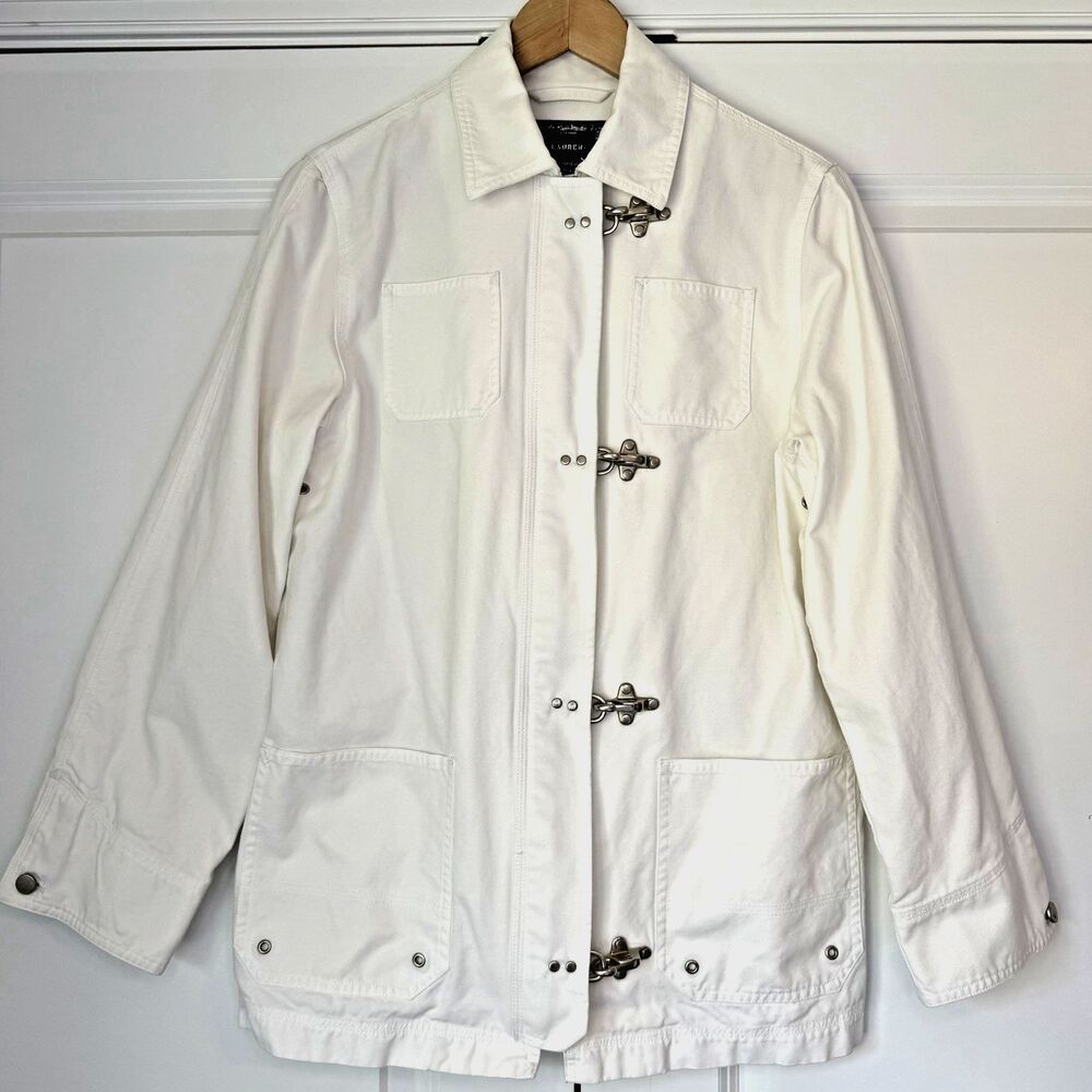 Vintage Lauren Ralph Lauren Marine Jacket Womens S White Fireman Lobster Clasp